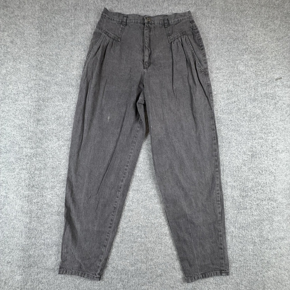 Vintage Gitano Pants Womens 20W Gray Twill Pleated High Rise Tapered Leg USA